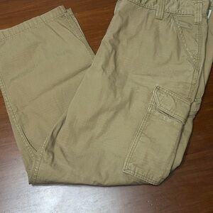 Carhartt FORCE Relaxed Fit Cargo Pants Tan Ripstop Workwear 42x30 Flaw